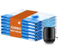 MONVANE Pompe Électrique et Sac sous Vide Vêtements Aspirateur 6 Pack (J 80x100cm), Housse de Rangement sous Vide pour Vêtements, Couettes Matelas et Penderies