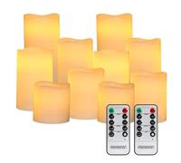 MONZANA® 10x Bougie LED en cire à piles différentes tailles avec télécommande fausse flamme fixe ou vacillante minuteur