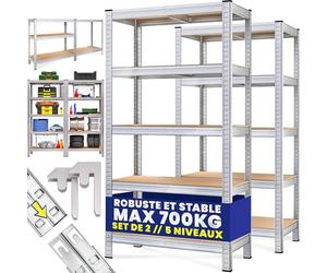 Monzana® 2X Étagères Charge Lourde 5 Niveaux 170x75x30cm Étagère métallique modulable Max 350kg Rangement Garage Atelier