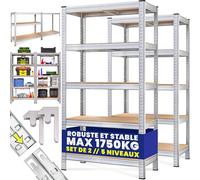 Monzana® 2X Étagères Charge Lourde 5 Niveaux 180x90x40cm Étagère métallique modulable Max 875kg Rangement Garage Atelier