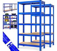 2x Étagères charge lourde metallique 180x90x40 cm Bleu Charge max. 875kg Garage