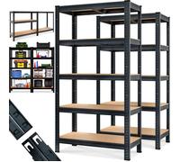 Monzana® 2X Étagères Charge Lourde Noir 5 Niveaux 180x90x40cm Étagère métallique Max 875kg Rangement Garage Atelier