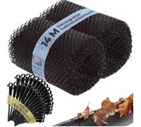 MONZANA® 2x Grillage de protection gouttière 14m 32 clips fixation se découpe résistant intempéries protège-gouttière grille noir