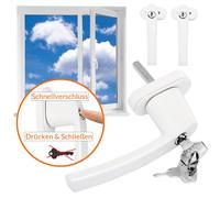 MONZANA® 2x Poignée de fenêtre blanche verrouillable à clés sécurité enfants poignée de sécurité pour fenêtre acier