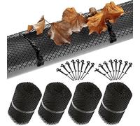 MONZANA® 4x Grillage de protection gouttière 24m 64 clips fixation se découpe résistant intempéries protège-gouttière grille anti-feuilles noir