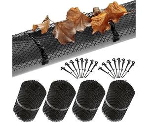 MONZANA® 4x Grillage de protection gouttière 24m 64 clips fixation se découpe résistant intempéries protège-gouttière grille anti-feuilles noir