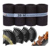 MONZANA® 4x Grillage de protection gouttière 28m 64 clips fixation se découpe résistant intempéries protège-gouttière grille noir