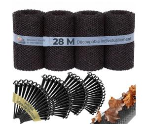 MONZANA® 4x Grillage de protection gouttière 28m 64 clips fixation se découpe résistant intempéries protège-gouttière grille anti-feuilles noir