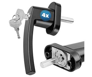 MONZANA® 4X Poignée de fenêtre Noire verrouillable à clés sécurité Enfants poignée de sécurité pour fenêtre Acier
