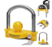 Monzana® Antivol Jaune verrou d'attelage de remorque Universel tête d'attelage 50 mm Cadenas remorque avec Anneau 2 clés