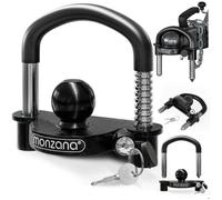 Monzana® Antivol Noir verrou d'attelage de remorque Universel tête d'attelage 50 mm Cadenas remorque avec Anneau 2 clés