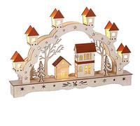 Monzana Arc Lumineux de Noël Paysage LED Blanc Chaud Effet 3D | Décoration de Fêtes en Bois, Village de Noël, Fonctionnement à piles, Minuterie 24h, Lampe intérieure, Arche Lumineuse