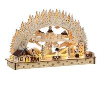 Monzana Arc Lumineux de Noël 'Village d'hiver' à 11 LED décoration en Bois Lampe intérieur Effet 3D Arche Lumineuse fêtes