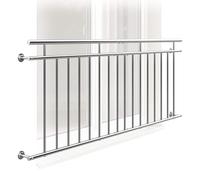 MONZANA® Balustrade de balcon français 225 cm acier inoxydable main courante garde-corps sécurité fenêtre barreaux