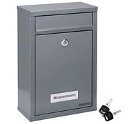 MONZANA® Boîte aux Lettres Murale Argent Boîte Postale Boîte aux Lettres Acier INCL. 2 clés Plaque Nominative verrouillable