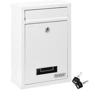 MONZANA® Boîte aux Lettres Murale Blanche Boîte Postale Boîte aux Lettres Acier INCL. 2 clés Plaque Nominative verrouillable