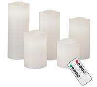 Monzana® 5x Bougie LED en cire à piles différentes tailles avec télécommande fausse flamme fixe ou vacillante minuteur