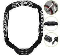 Monzana Chaîne antivol vélo à code Cadenas à combinaison 5 chiffres Antivol vélo noir Chaîne en acier trempé 90 cm