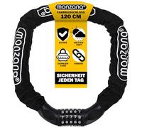 monzana Chaîne antivol vélo à Code Cadenas à Combinaison 5 Chiffres Antivol vélo Noir Chaîne en Acier trempé 90/120 cm