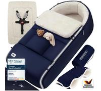 MONZANA® Chancelière universelle avec chauffe-mains pour poussette, landeau ou siege auto, Reducteur de lit bébé, Couverture bebe emmaillotage, nid d’ange, gigoteuse Hiver, Plaid cosy - Bleu