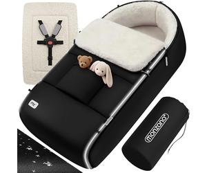 Monzana Chancelière pour bébé Fermeture éclair Résistante aux intempéries Poche antidérapante Chancelière d'hiver pour poussette 93 cm