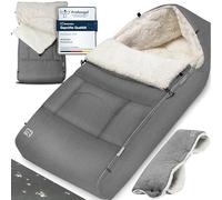 MONZANA® Chancelière universelle avec chauffe-mains pour poussette, landeau ou siege auto, Reducteur de lit bébé, Couverture bebe emmaillotage, nid d'ange, gigoteuse Hiver, Plaid - Gris