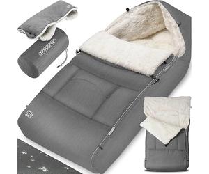 MONZANA® Chancelière universelle avec chauffe-mains pour poussette, landeau ou siege auto, Reducteur de lit bébé, Couverture bebe emmaillotage, nid d'ange, gigoteuse Hiver, Plaid - Gris
