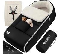 Monzana® Chancelière Universelle pour Poussette, landeau ou Siege Auto, Reducteur de lit bébé, Couverture Bebe emmaillotage, nid d’Ange, Gigoteuse Hiver, Plaid Cosy Avion Cabine - Noir