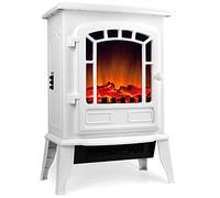 DEUBA® Cheminée électrique Effet Flamme 2000 W 2 Niveaux de Chauffage électrique soufflerie radiateur Chauffant LED cheminée décoration Blanc