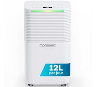 MONZANA® Déshumidificateur 12L/Jour Silencieux 38dB - Anti-Humidité & Anti-Moisissure, Compresseur R290, Séchage Linge, Arrêt Automatique, Idéal Salle de Bain, Chambre, Maison
