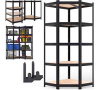 Monzana® Étagère Charge Lourde 180x70x40cm Noir Etagère d'angle 5 Plateaux Max. 875 kg Etagère de Rangement en Acier