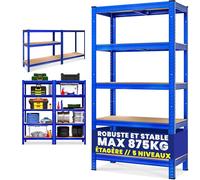 Monzana® Étagère Charge Lourde Bleue 5 Niveaux 180x90x40cm Étagère métallique Max 875kg Rangement Garage Atelier