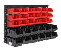 MONZANA® Etagere Murale Pour Atelier Et Garage, Etagere Rangement Modulable Avec 30 Boite Rangement Empilable, Panneaux Muraux En Polypropylène Robuste Pour Visserie Petites Pièces et outils