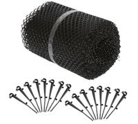 MONZANA® Grillage de protection gouttière 6m 16 clips fixation se découpe résistant intempéries protège-gouttière grille noir