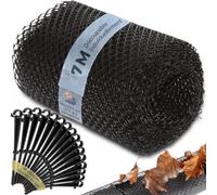 MONZANA® Grillage de protection gouttière 7m 16 clips fixation se découpe résistant intempéries protège-gouttière grille anti-feuilles noir