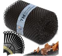 MONZANA® Grillage de protection gouttière 7m 16 clips fixation se découpe résistant intempéries protège-gouttière grille noir
