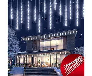 Monzana Guirlande lumineuse LED Blanc 8,6 m 480 LED effet pluie de météorites diamants stalactite Noël extérieur décoration