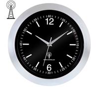 MONZANA® Horloge murale radio pilotée à quartz silencieuse argent Ø 31cm avec trotteuse Changement d'heure automatique