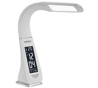 Monzana® Lampe blanche de Bureau LED Multifonction date heure température et réveil Lampe de chevet ou de lecture design à 3 niveaux de luminosité Flexible et inclinable