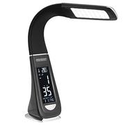 Monzana Lampe de Bureau à LED Noir 4en1 Multifonction Lampe Calendrier Montre thermomètre Maison Lampe de Table Salon luminaire