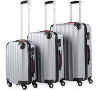 Monzana - Lot de 3 valises rigides Argent - Taille M L XL - 4 Roues 360° Poignée télescopique Verrou à combinaison - Voyage TU