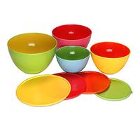 Monzana Lot de 4 saladiers avec couvercles coloré bols de conservation empilable accessoire cuisine 4 tailles