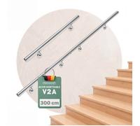 MONZANA® Main courante acier inoxydable V2A rampe d'escalier rambarde barre 300 cm support mural intérieur extérieur