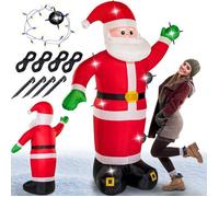 MONZANA® Père Noël gonflable 250cm XXL éclairage LED IP44 lumineux matériel fixation décoration Noël extérieur autogonflant