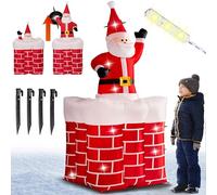 MONZANA® Père Noël gonflable cheminée 178 cm éclairage LED IP44 décoration Noël extérieur fête lumineux personnage figurine Noël rouge/blanc
