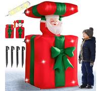 MONZANA® Père Noël gonflable paquet cadeau 152 cm éclairage LED IP44 décoration Noël extérieur fête lumineux personnage figurine Noël coffre cadeau