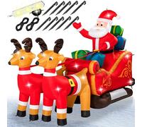 MONZANA® Père Noël Gonflable traîneau et Rennes 240x92x155cm éclairage LED décoration Noël extérieur fête Lumineux Personnage Figurine Noël