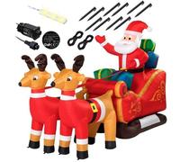 MONZANA® Père Noël gonflable traîneau et rennes 240x92x155cm éclairage LED décoration Noël extérieur fête lumineux personnage