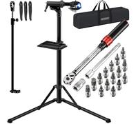 MONZANA® Pied d'atelier vélo Pliable 50kg clé dynamométrique 1/4' 1-25 Nm 18 pcs boîte Sac de Rangement Pied de réparation vélo électrique Support VTT