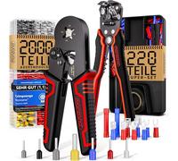 MONZANA® Pince à sertir carrée 0,25-10mm² 2000 pcs pince à dénuder 3en1 220 pcs accessoires boîte 0,2-6mm² cosses embouts sertissage pince électricien